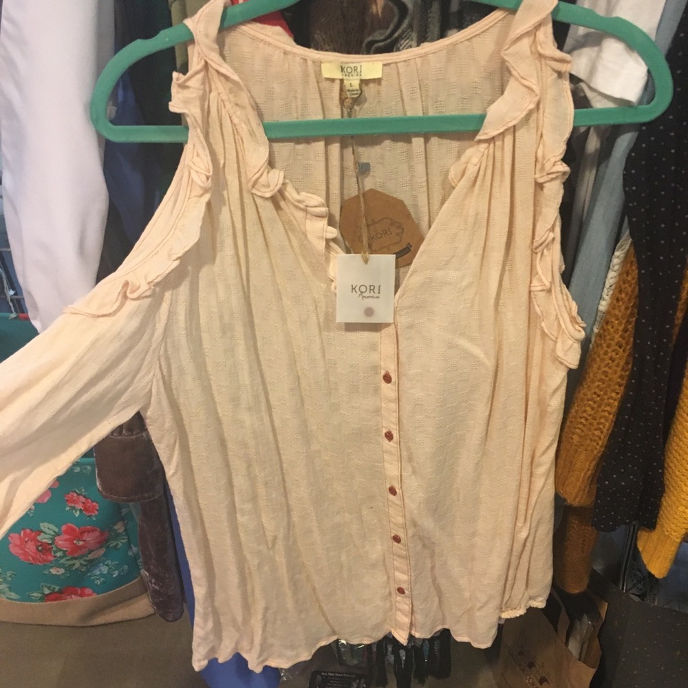 🎀Ruffled Cold Shoulder Blouse - Picture 6 of 7
